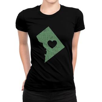 Washington DC Love Heart Gray Green Women T-shirt | Mazezy