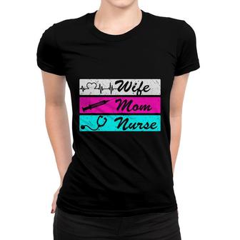 Wife Mom Nurse Graphics Is Three Different New 2022 Women T-shirt - Seseable