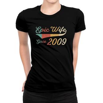 Womens 13 Years Wedding Anniversary For Her Epic Wife Since 2009 V-Neck Women T-shirt | Mazezy
