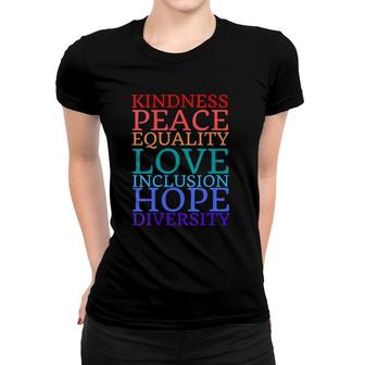 Womens 2021 Human Rights Peace Love Inclusion Equality Diversity V-Neck Women T-shirt | Mazezy