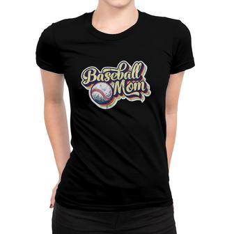 Womens Baseball Mom Retro Vintage Distressed Mothers Day Present Women T-shirt | Mazezy