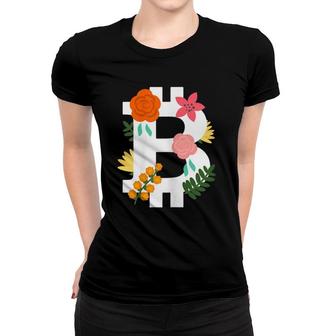 Womens Bitcoin Logo Floral Flower Btc Trader Cryptocurrency Women T-shirt - Seseable