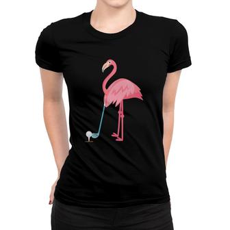 Womens Golf Flamingo Lover Gift Floral Women Men Funny Summer Cute V-Neck Women T-shirt | Mazezy