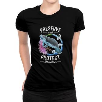 Womens Preserve And Protect Manatees Nature Conservation V-Neck Women T-shirt | Mazezy