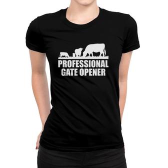 Womens Professional Gate Opener Cow Apparel V-Neck Women T-shirt | Mazezy
