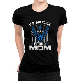 Womens Proud Mom US Air Force Stars Air Force Family Gift Women T-shirt - Seseable