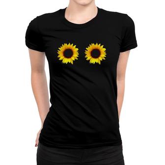 Womens Sunflower Boob For Women Gifts Hippie Peace Love Her Women T-shirt | Mazezy
