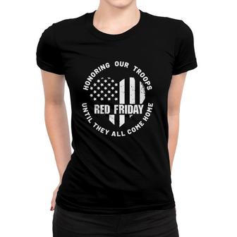 Womens Wear Red On Friday - Us Military Pride And Support V-Neck Women T-shirt | Mazezy
