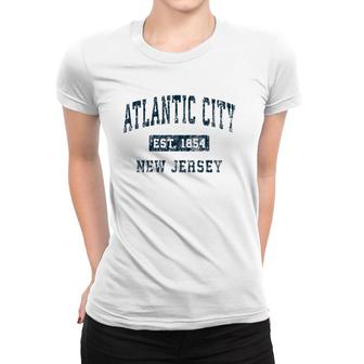 Atlantic City New Jersey Nj Vintage Sports Design Navy Print Women T-shirt | Mazezy
