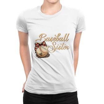 Baseball Sister Leopard Girl Softball Big Sister Women T-shirt - Seseable