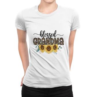 Blessed Grandma Sunflower Leopard Vintage Mothers Day Women T-shirt - Seseable