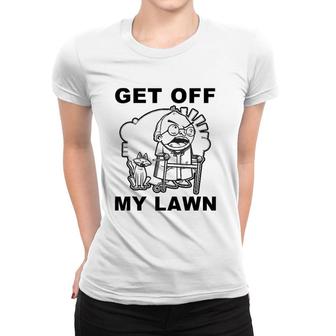 Funny Grumpy Old Man Get Off My Lawn Women T-shirt - Seseable
