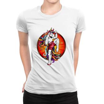 Funny Unicorn Muay Thai Karate Kickboxing Samurai Women T-shirt | Mazezy