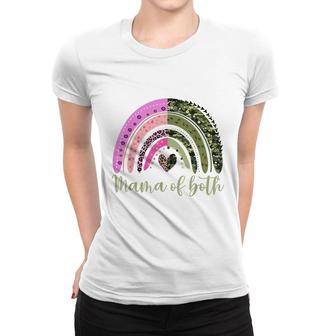 Glitter And Dirt Mama Of Both Leopard Rainbow & Camo Women T-shirt - Seseable