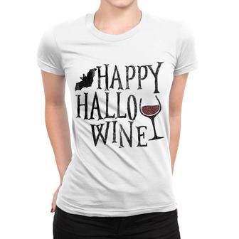 Happy Hallowine Wine Halloween Tee Women T-shirt - Monsterry