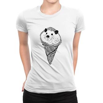 Hedgie Cone Funny Hedgehog Ice Cream Graphic Women T-shirt | Mazezy