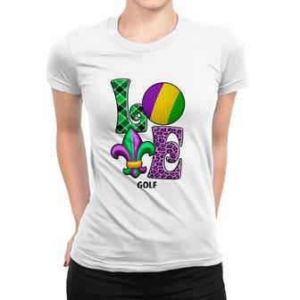 I Love Mardi Gras Golf Plaid Leopard Men Women Kids Women T-shirt | Mazezy