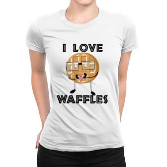 I Love Waffles Waffle Love Pun Women T-shirt | Mazezy