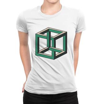 Impossible Cube Optical Illusion Tee Women T-shirt | Mazezy