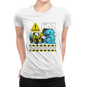 Kids Construction Truck 3Rd Birthday Boy 3 Bulldozer Party Women T-shirt - Seseable