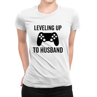 Leveling Up To Husband Engagement Groom Video Game Lover Women T-shirt - Seseable