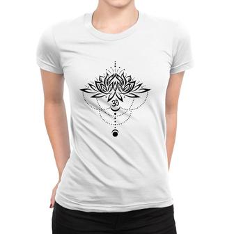 Lotus Flower Om Symbol Yoga Lovers Meditation Moon Gift Idea Women T-shirt | Mazezy