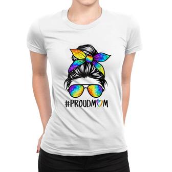 Messy Hair Woman Bun Skull Proud Mom Lgbt Gay Pride Month Women T-shirt - Thegiftio UK