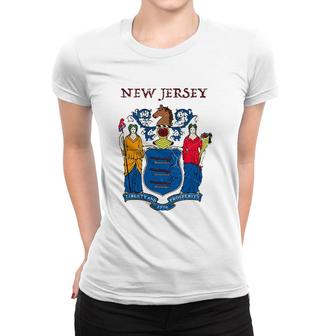 New Jersey State Seal Flag Women T-shirt | Mazezy