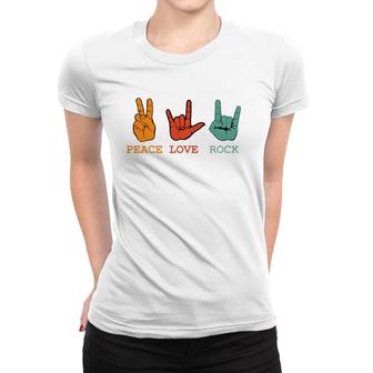 Peace Love Rock And Roll Retro Vintage Peace Loving Musician Women T-shirt - Seseable