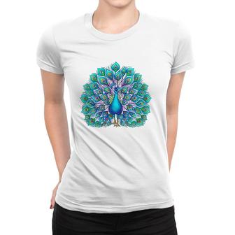 Peacock Bird Lover Illustration Animal Lover Women T-shirt | Mazezy