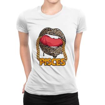 Pisces Girl Juicy Lips Leopard Print Astrology Zodiac Sign Women T-shirt - Seseable