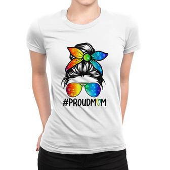 Proud Mom Rainbow Messy Bun Lgbt Gay Pride Month Women T-shirt - Thegiftio UK