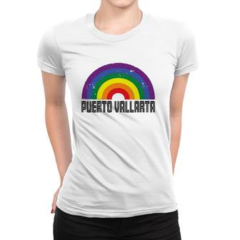 Puerto Vallarta Mexico Lgbtq Distressed Gay Rainbow Women T-shirt | Mazezy