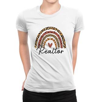 Realtor Leopard Rainbow Real Estate Agent Real Estate Life Women T-shirt | Mazezy