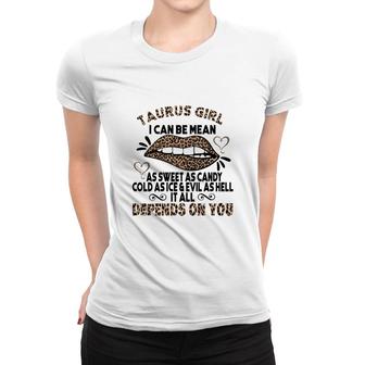 Sweet As Candy Cold As Ice Taurus Girl Leopard Design Women T-shirt - Seseable