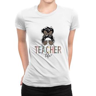 Teacher Life Leopard Badass Teacher Gift Women T-shirt - Seseable