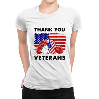 Thank You Veterans Poppy Flower Veteran Day 2022 Trend Women T-shirt - Seseable