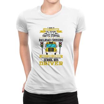 Traffic Stopping Railroad Crossing School Bus Driver Gift Women T-shirt