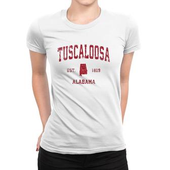 Tuscaloosa Alabama Al Vintage Sports Design Red Print Women T-shirt | Mazezy