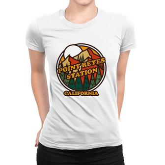 Vintage Point Reyes Station California Mountain Hiking Print Women T-shirt | Mazezy