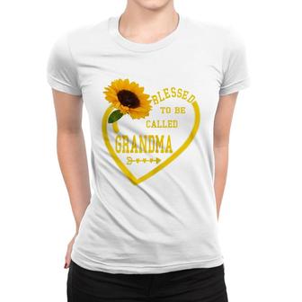Womens Blessed To Be Called Grandma Mothers Day Sunflower Hearts Women T-shirt - Seseable