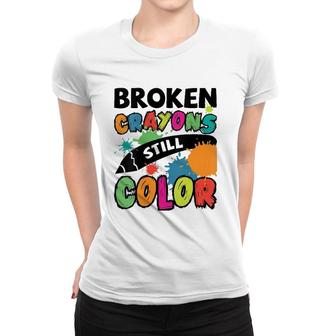 Womens Broken Crayons Still Color Mental Health Awareness V-Neck Women T-shirt - Seseable