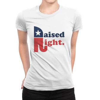 Womens Raised Right Republican Elephant Retro Style Distressed Gift V-Neck Women T-shirt | Mazezy