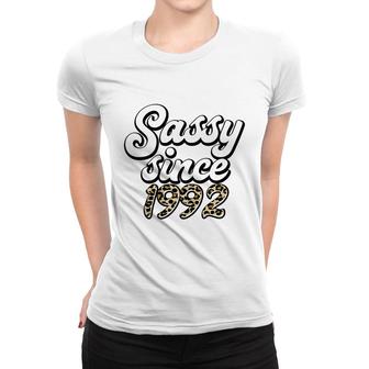 Womens Sassy Since 1992 Leopard Happy 30Th Birthday Mothers Day Women T-shirt - Seseable