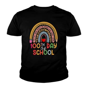 100Th Day Of School Teacher 100 Days Smarter Boho Rainbow V3 Youth T-shirt - Thegiftio UK