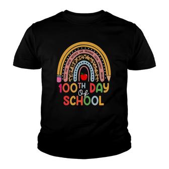 100Th Day Of School Teacher 100 Days Smarter Boho Rainbow Youth T-shirt | Mazezy