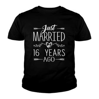 16Th Wedding Anniversary - 16 Years Marriage Matching Youth T-shirt - Thegiftio UK