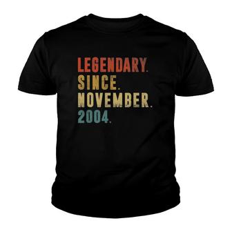 18 Years Old Legendary Since November 2004 18Th Birthday Gift Youth T-shirt - Seseable