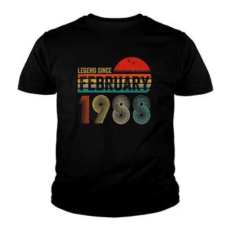 33 Years Old Retro 1988 Birthday Gift Legend Since February 1988 Youth T-shirt - Seseable
