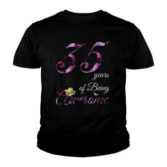 35 Years Old 1987 Awesome Floral 35Th Birthday Gift Youth T-shirt - Seseable